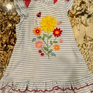 Good Lad Light Blue & White Striped Floral Appliqué Dress